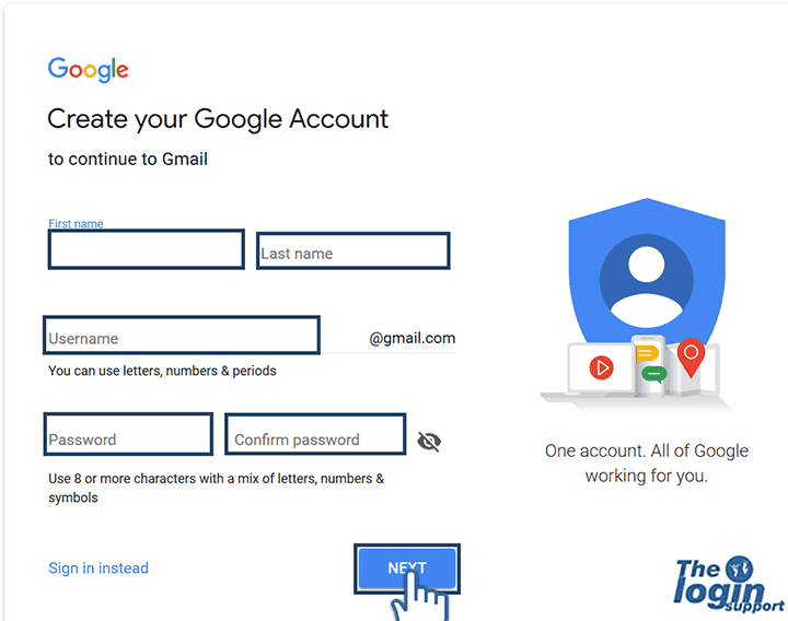 gmail create account free