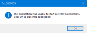 Error Code 0xc0000005 while launching an application