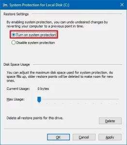 enable-system-protection-windows-10